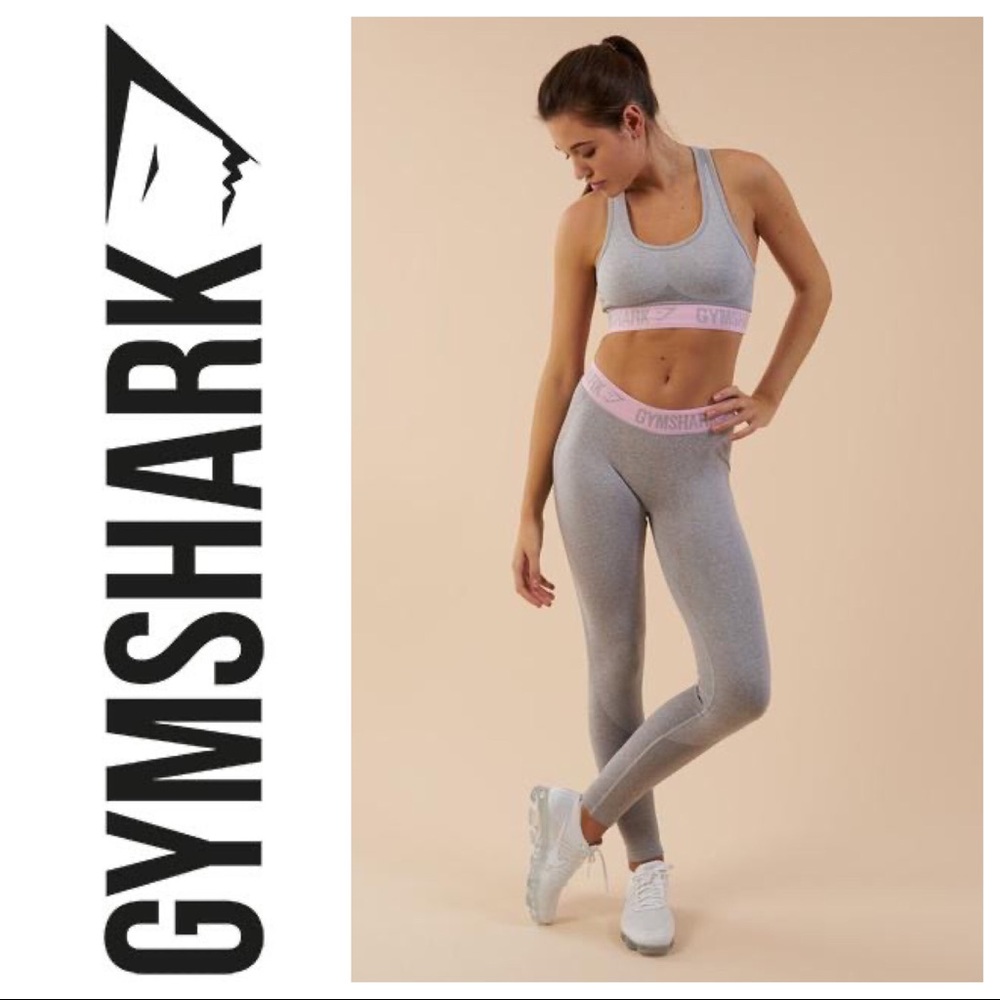 Gymshark Flex Leggings: Light Grey/Chalk Pink